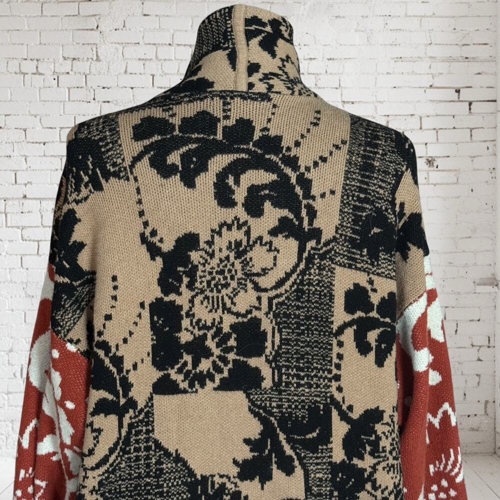 Anthropologie Lola Cardigan Sweater Sz XS/S Oversized Black Multi Floral Boho - Picture 9 of 14